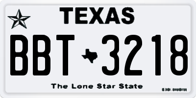 TX license plate BBT3218