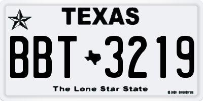 TX license plate BBT3219