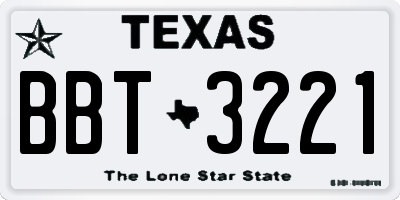TX license plate BBT3221