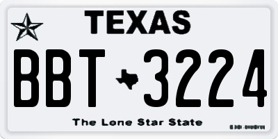 TX license plate BBT3224
