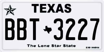 TX license plate BBT3227