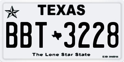 TX license plate BBT3228