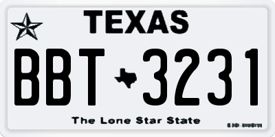 TX license plate BBT3231