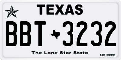 TX license plate BBT3232