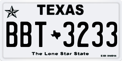 TX license plate BBT3233