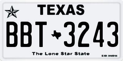 TX license plate BBT3243