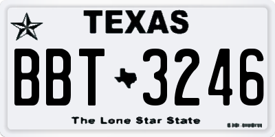 TX license plate BBT3246