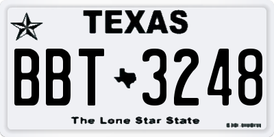 TX license plate BBT3248