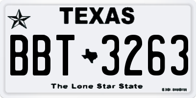 TX license plate BBT3263