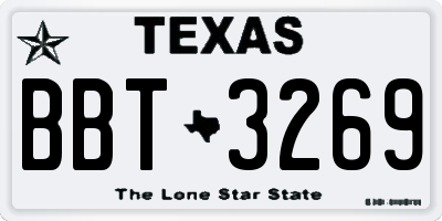 TX license plate BBT3269