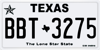 TX license plate BBT3275