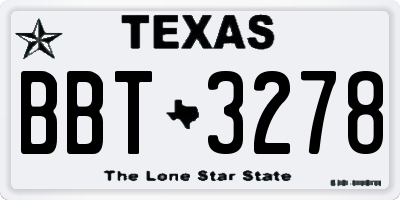 TX license plate BBT3278