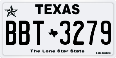 TX license plate BBT3279