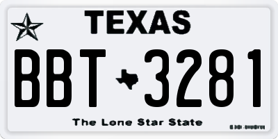 TX license plate BBT3281