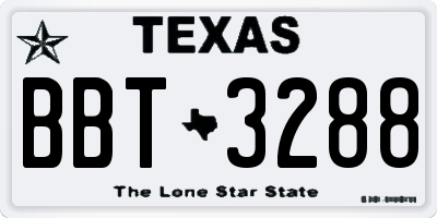 TX license plate BBT3288