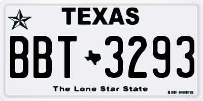 TX license plate BBT3293