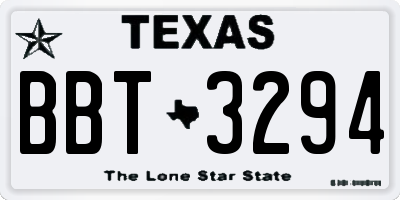 TX license plate BBT3294