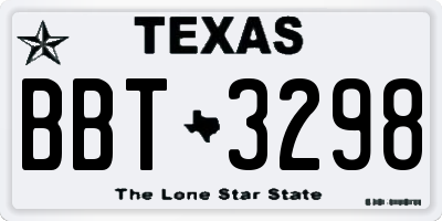 TX license plate BBT3298