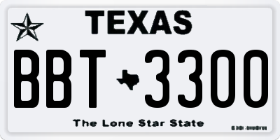 TX license plate BBT3300