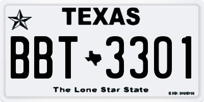 TX license plate BBT3301