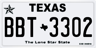 TX license plate BBT3302