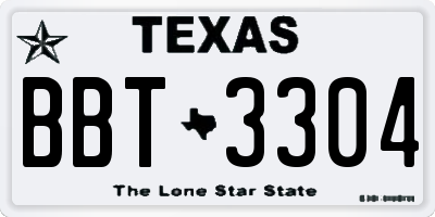 TX license plate BBT3304