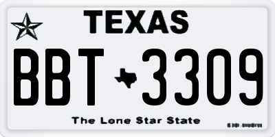 TX license plate BBT3309