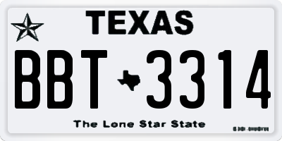 TX license plate BBT3314