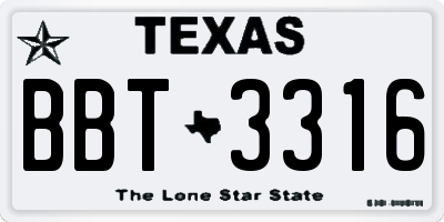 TX license plate BBT3316