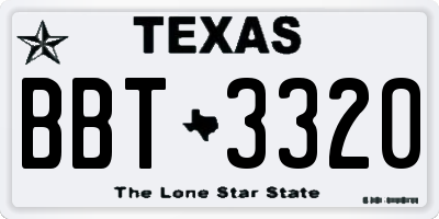 TX license plate BBT3320