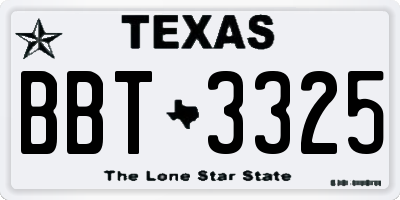 TX license plate BBT3325