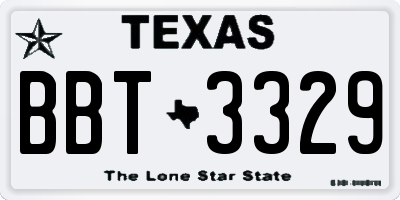 TX license plate BBT3329