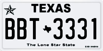 TX license plate BBT3331