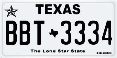 TX license plate BBT3334