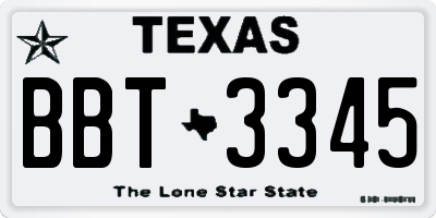 TX license plate BBT3345