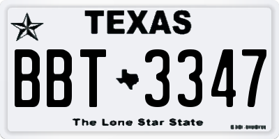 TX license plate BBT3347