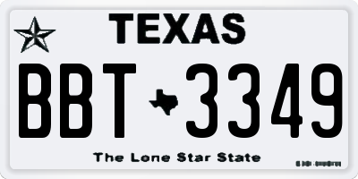 TX license plate BBT3349