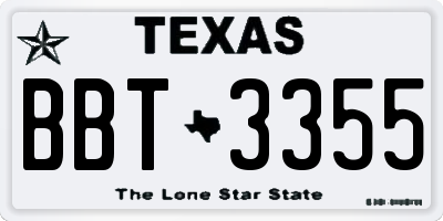 TX license plate BBT3355