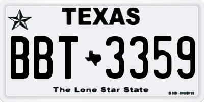 TX license plate BBT3359