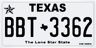 TX license plate BBT3362