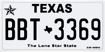 TX license plate BBT3369