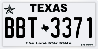 TX license plate BBT3371