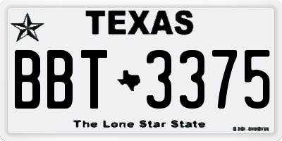 TX license plate BBT3375