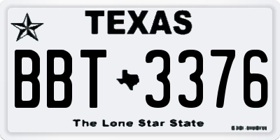 TX license plate BBT3376