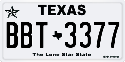TX license plate BBT3377