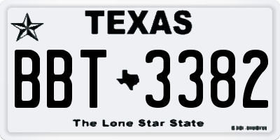 TX license plate BBT3382