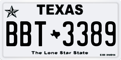 TX license plate BBT3389