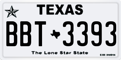 TX license plate BBT3393