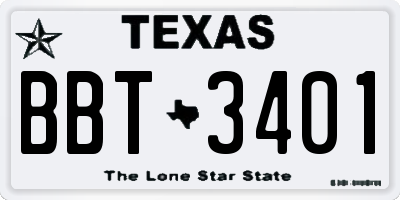 TX license plate BBT3401