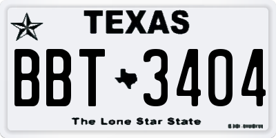 TX license plate BBT3404